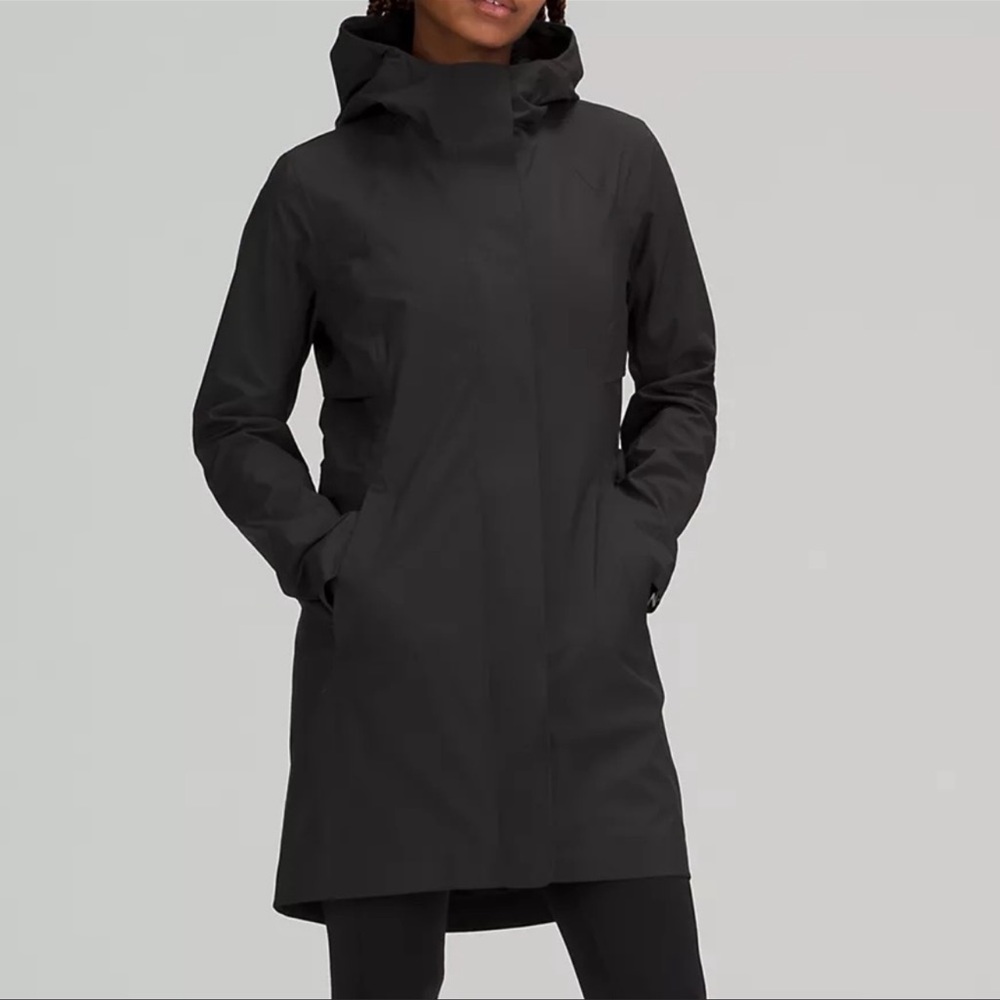 LULULEMON | Black Soft Shell Full Zip Hoodie Jacket Waterproof Size 2